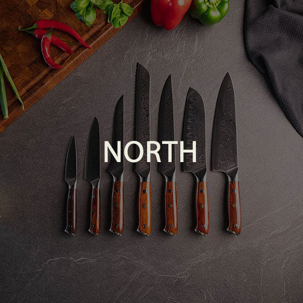 North knivsæt i damaskus stål fra Cuisine Lab